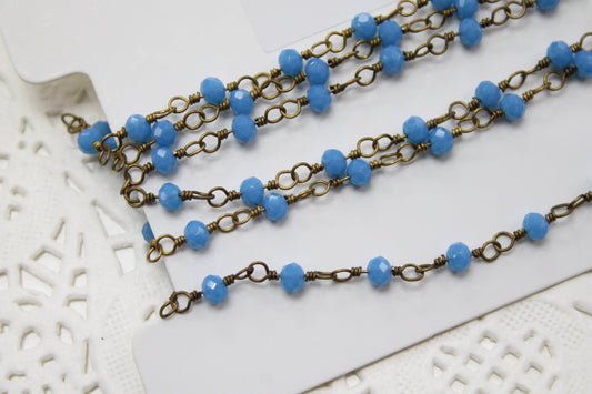 Blue Glass Designer Linked Chain