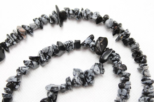 Snowflake Obsidian Chip Bead Strand