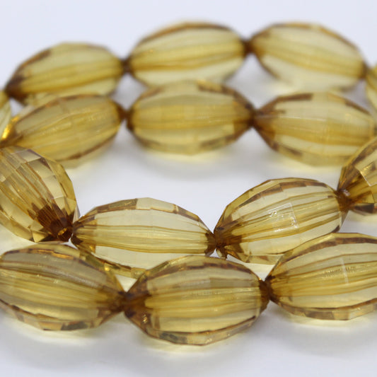 20mm Oval Brown Faceted Acrylic Beads