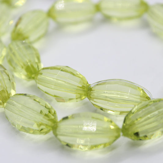 20mm Oval Lime Green Faceted Acrylic Beads