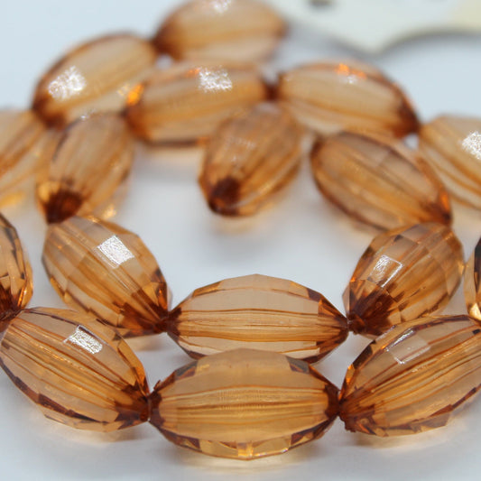 20mm Oval Dark Brown Faceted Acrylic Beads