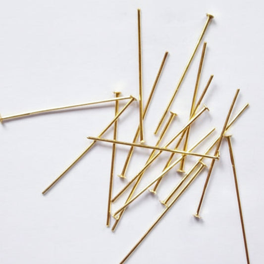 50pc 4cm Gold Headpins