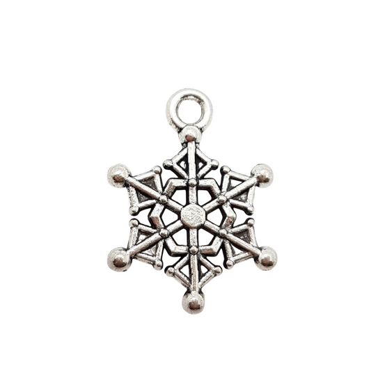 10pc Mini Silver Snowflake Charms