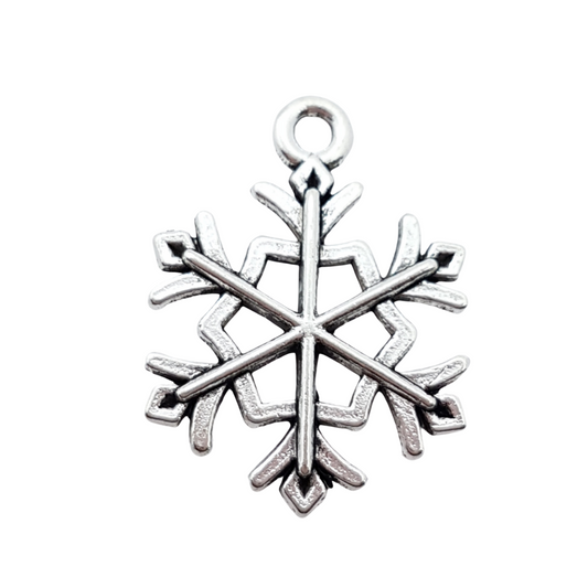 10pc Antique Silver Snowflake Charms