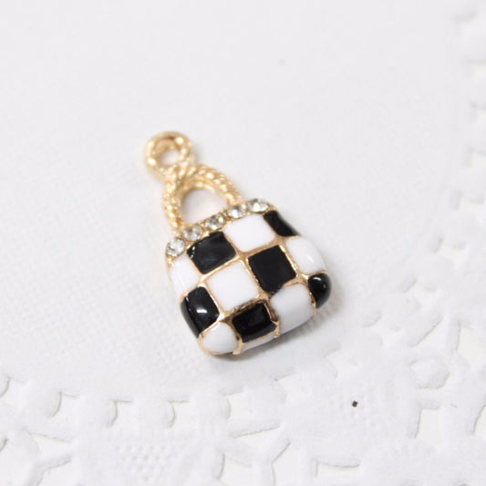4pc Black and White Hand Bag Charms
