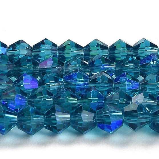 Blue Electroplated Crystal Bicone Beads