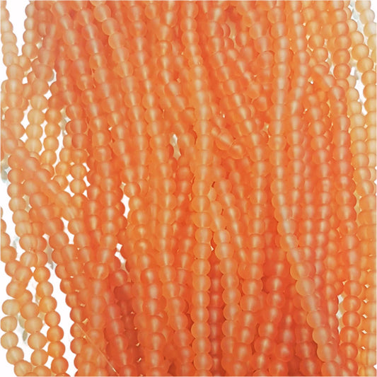 6mm Orange Frosted Glass Beads