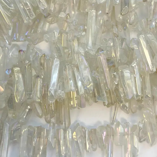 Aura Crystal Quartz Point Beads - AB Natural