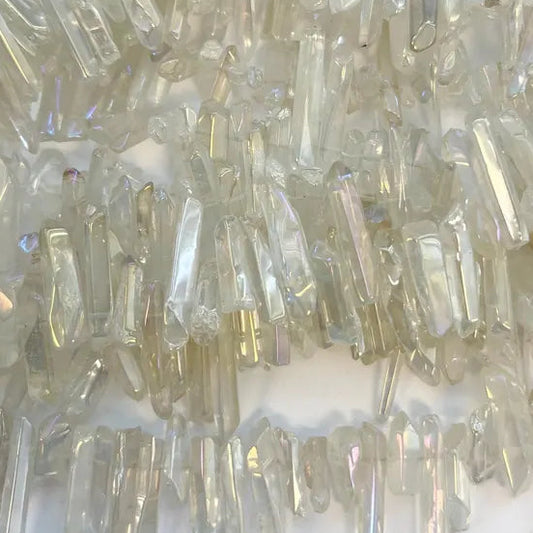 Aura Crystal Quartz Point Beads - AB Natural