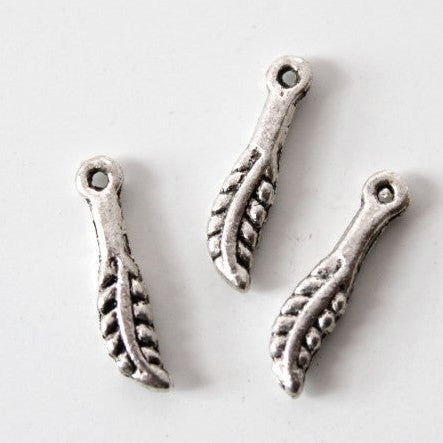 20pc Leaf Charms Antique Silver