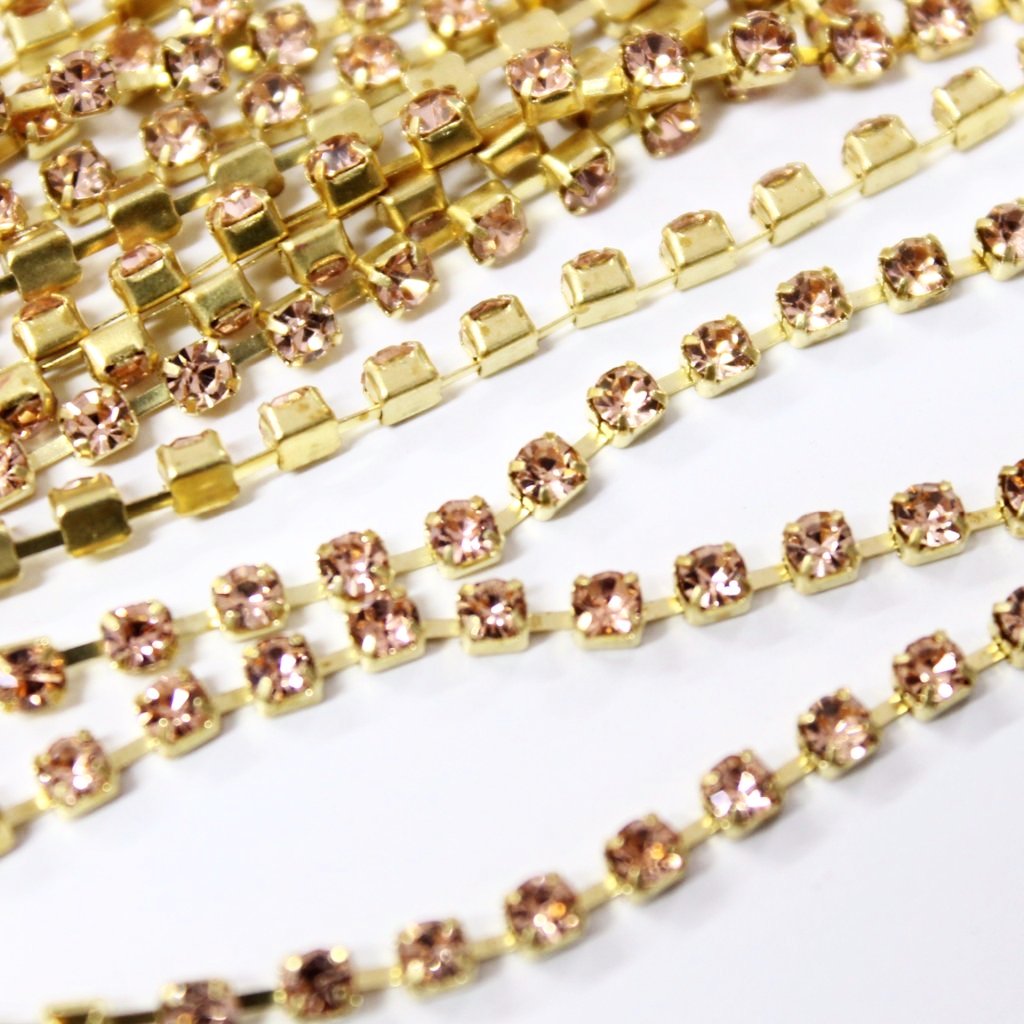 Light Peach Preciosa Rhinestone Chain ss8