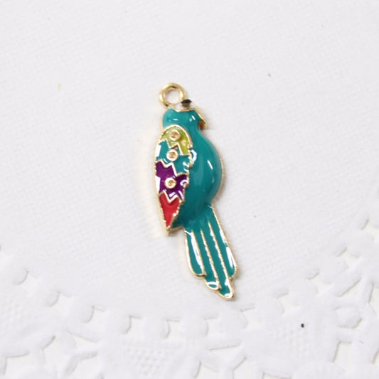 4pc Parrot Enamel Bird Charms