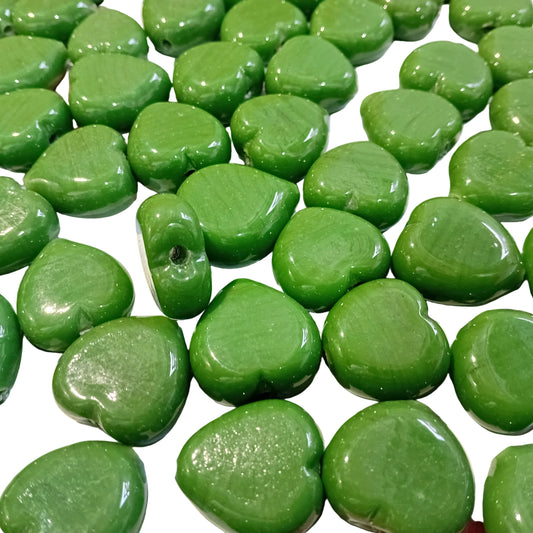 1pc 26mm Green Glass Heart Bead