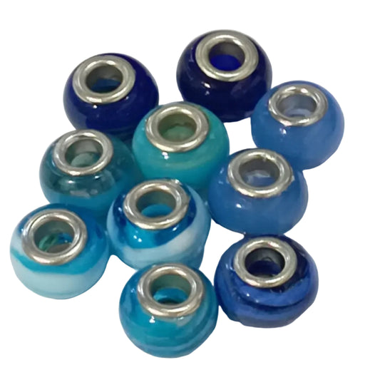 10pc Mixed Blue European Bead Pack