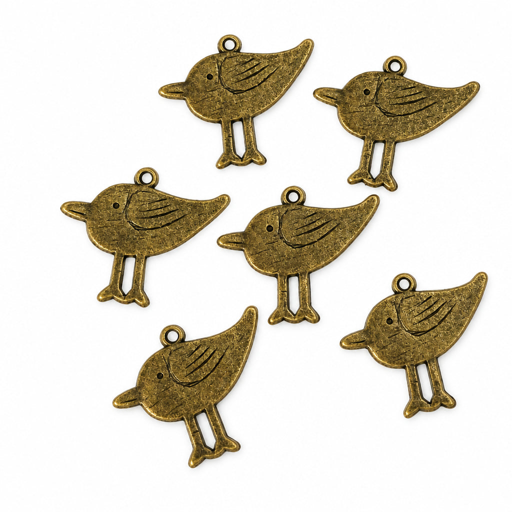 6pc Bronze Bird Pendants