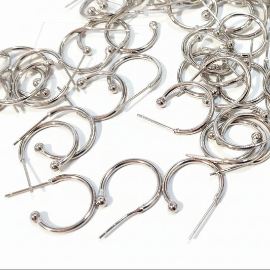 20pc Stainless Steel Hoop Earrings With Ball End