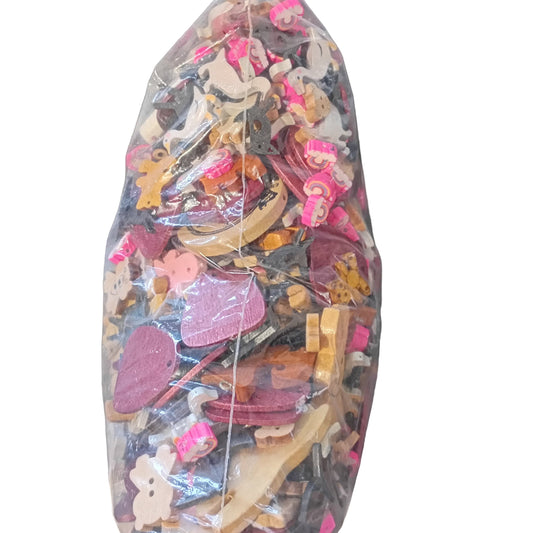 CLEARANCE! Large Pack Of Fun Wooden Buttons & Pendants