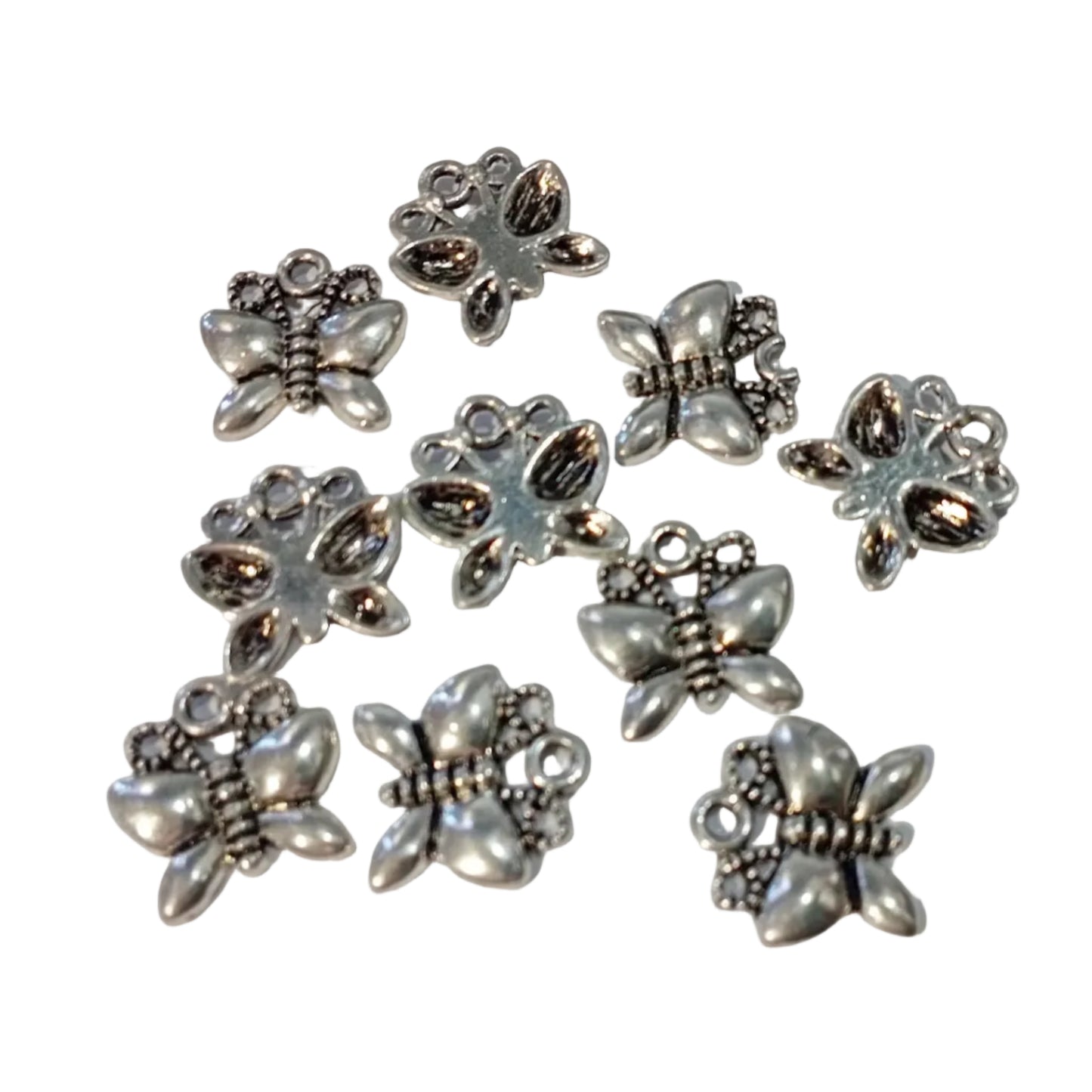 10pc Silver Small Butterfly Charms