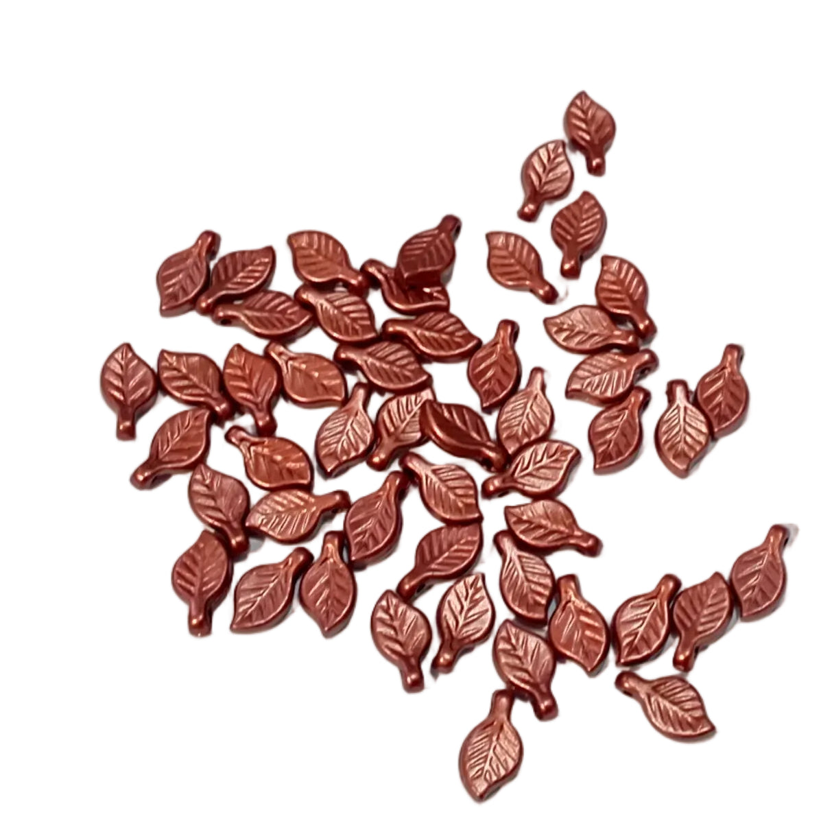 50pc 10mm Brown Metallic Acrylic Leaf Beads
