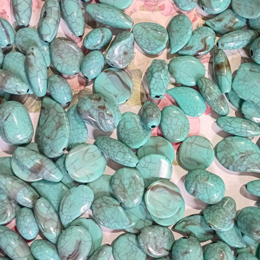 50g Assorted Teal Beads