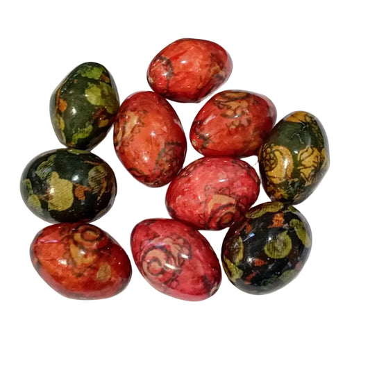 10pc 30mm Floral Oval Acrylic Beads