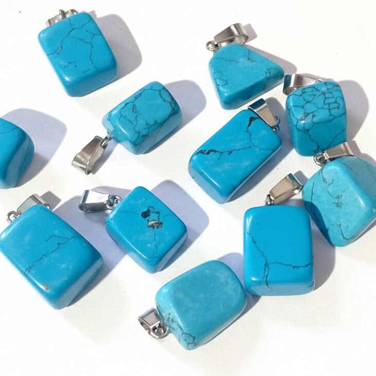 Blue Howlite Nugget Pendant with Bail