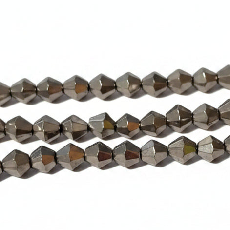 6mm Dark Silver Glass Bicones