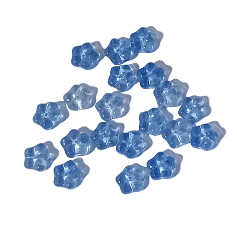 20pc Blue 8mm 20pc Flat Flower Beads