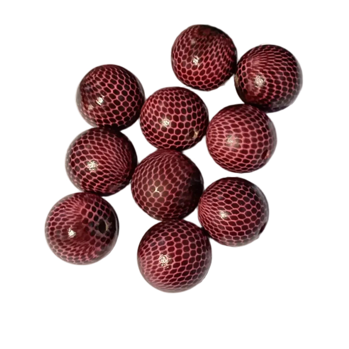 10pc 20mm Black Wooden Round Snakeskin Beads