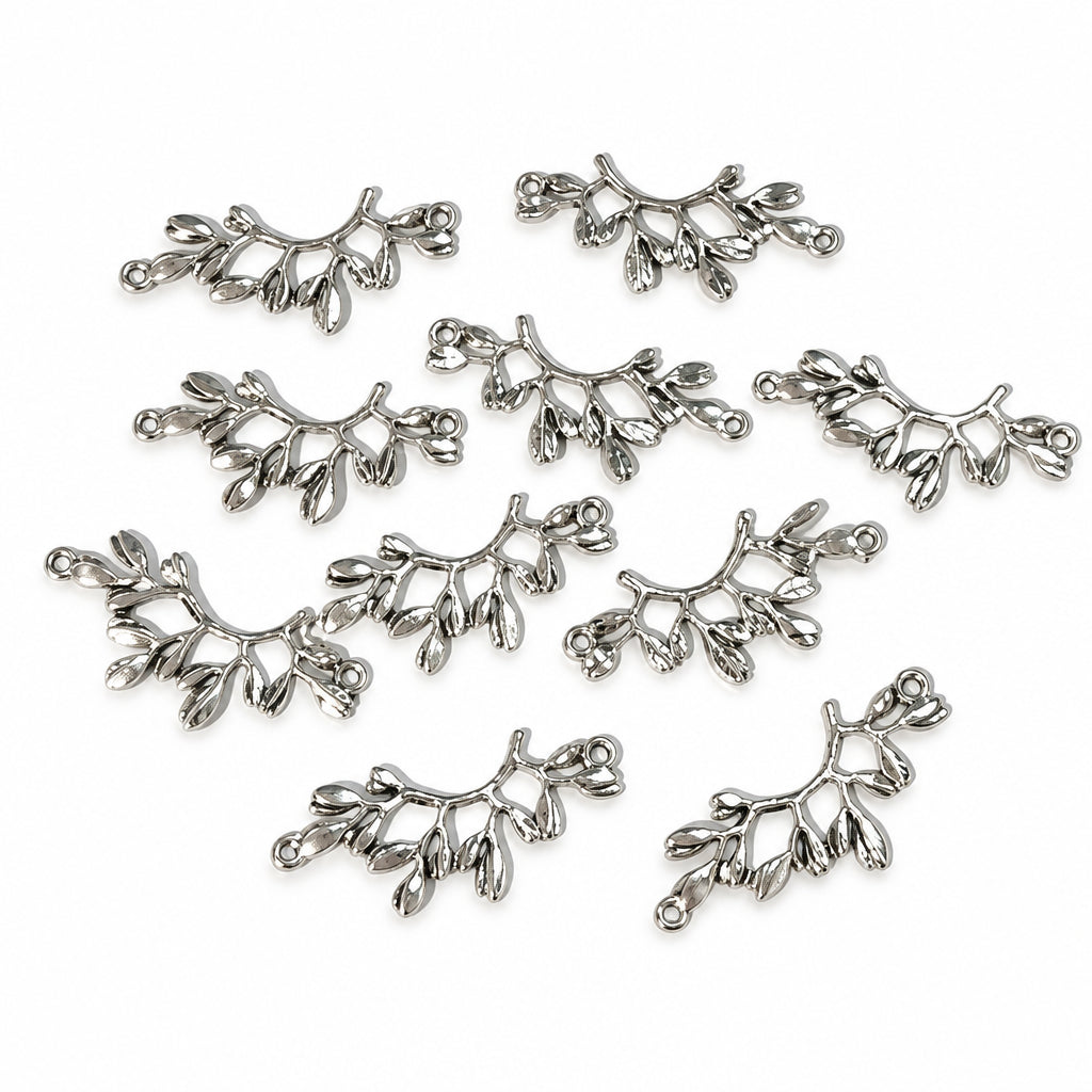 10pc Silver Vine Connector Charms