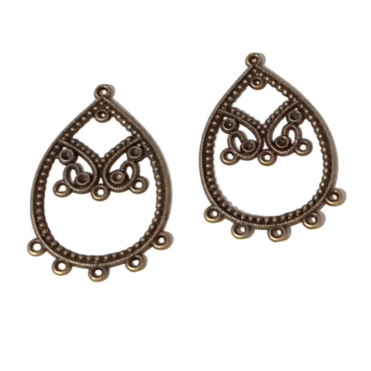 2pc Bronze Tear Drop Chandelier Earring Connectors