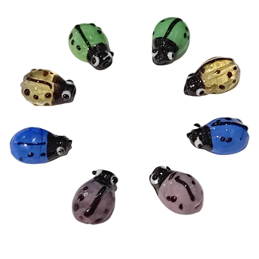 8pc Ladybug Lampwork Glass Beads