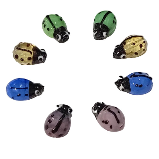 8pc Ladybug Lampwork Glass Beads