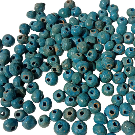 30pc 8mm Blue Rustic Handmade Clay Beads