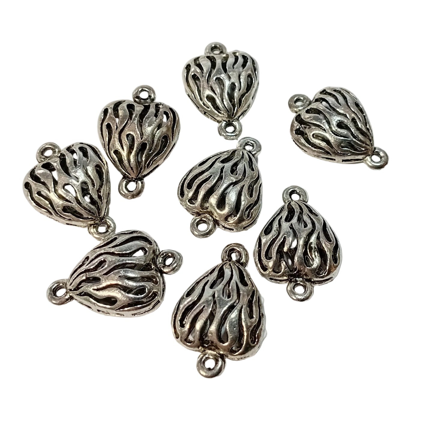 10pc Patterned Heart Link Connectors