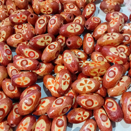 12pc Mixed Rustic Wooden Oval Beads