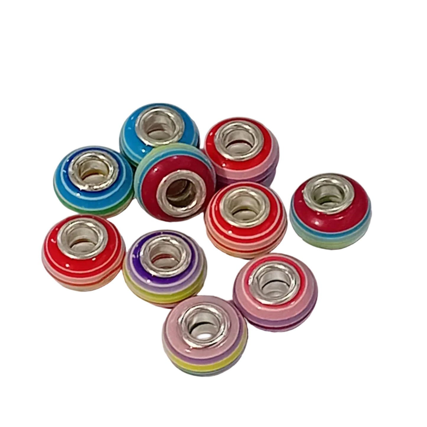 10pc Mixed Stripey European Bead Pack