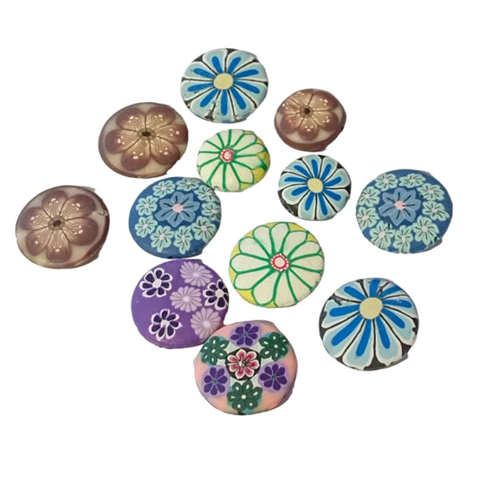 12pc Round Mixed Disc Polymer Clay Beads