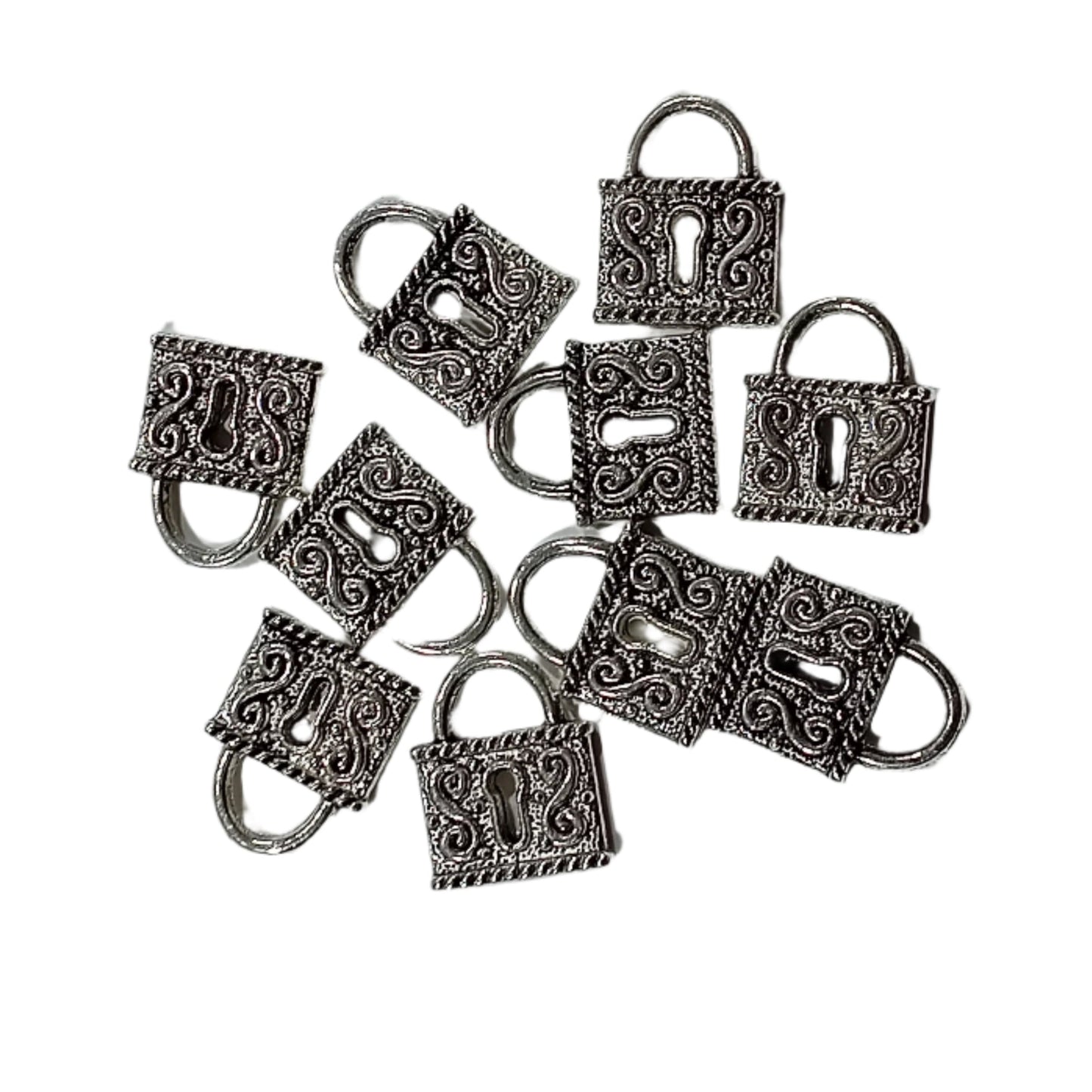 10pc Antique Style Padlock Charms