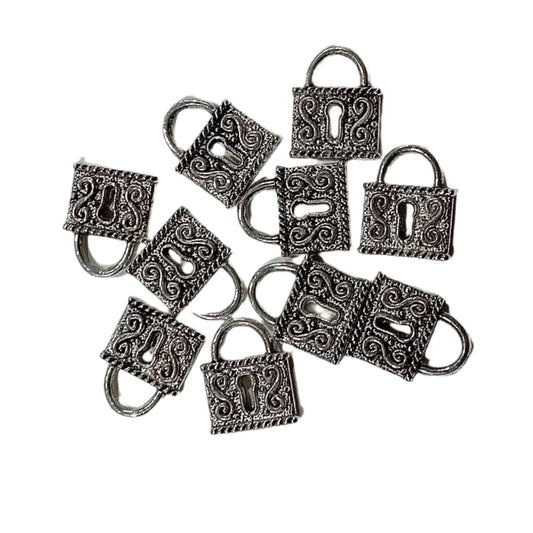 10pc Antique Style Padlock Charms