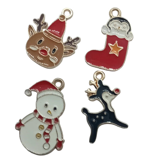 4pc Enamel Christmas Charms Set 12.