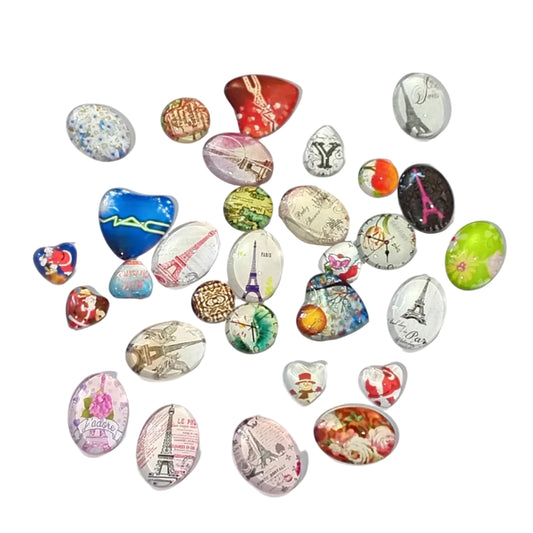 30pc Small Flat Back Glass Cabochon Pack