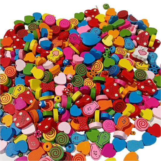 Large Bag Of Colorful Wooden Beads