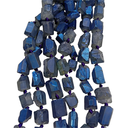 Rough Titanium Electroplated Quartz Beads