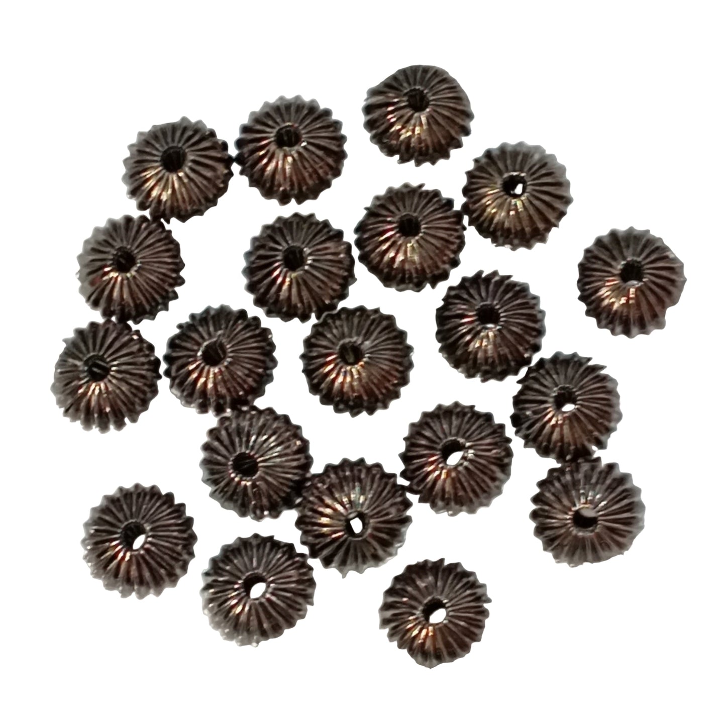 20pc 12mm Black Round Fluted Beads