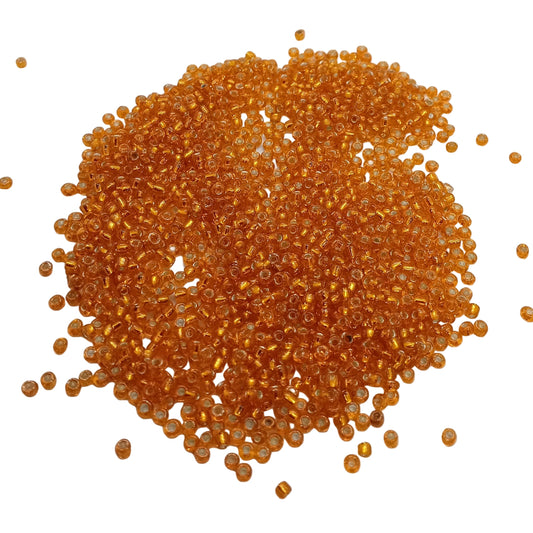 15g 11/0 2mm Orange Silver Lined Seed Beads