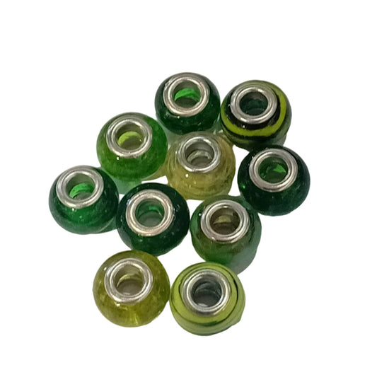 10pc Mixed Green European Bead Pack