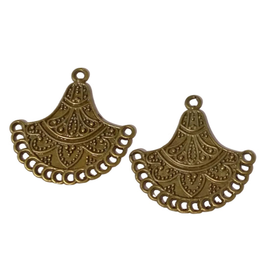 2pc Bronze Filigree Multi Loop Chandelier Connectors