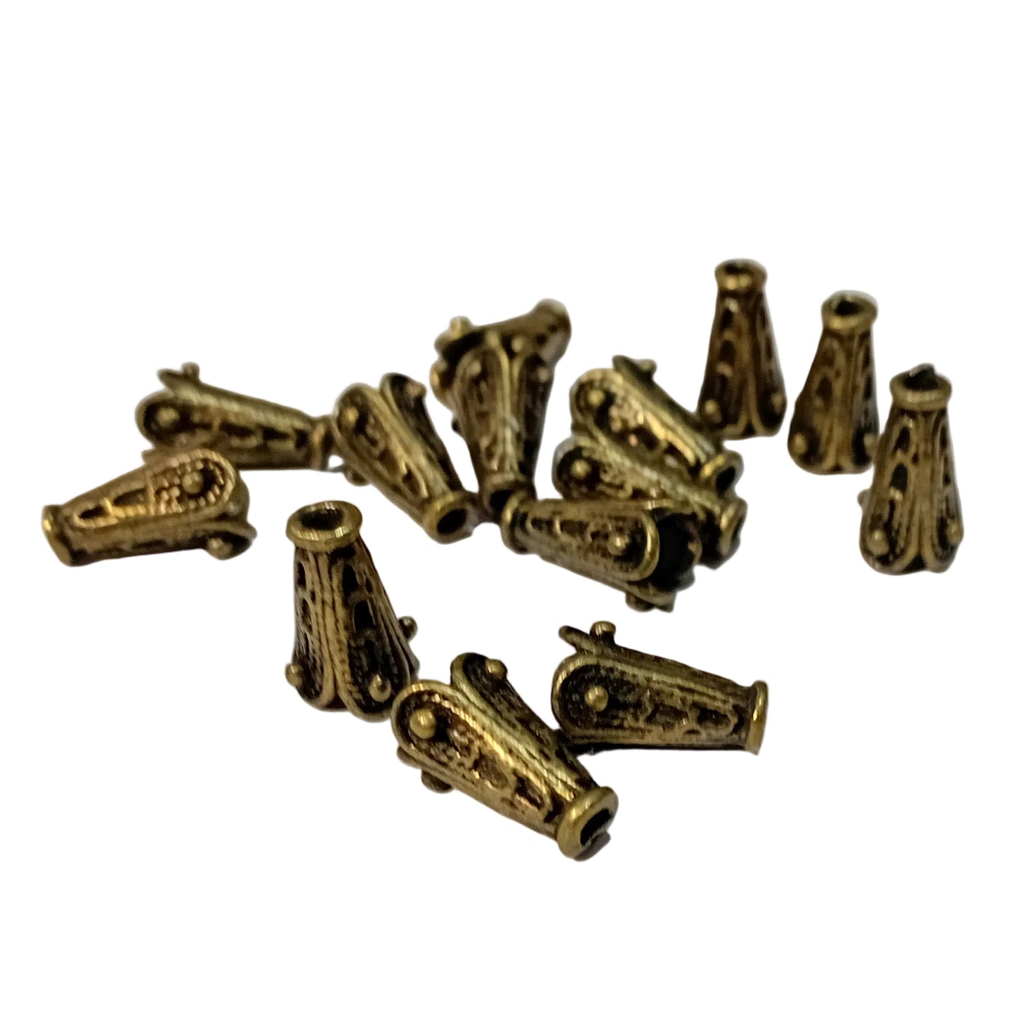 14pc Fancy Bronze Bead Caps