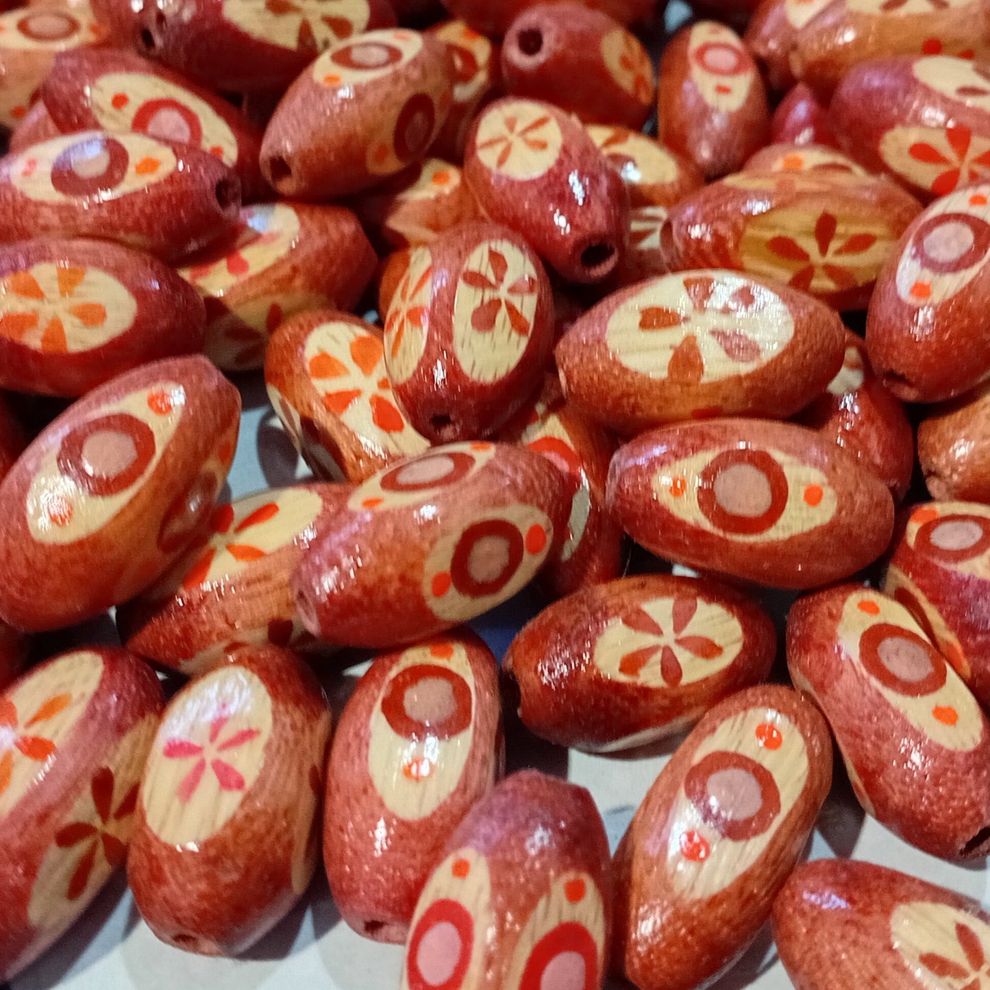 12pc Mixed Rustic Wooden Oval Beads